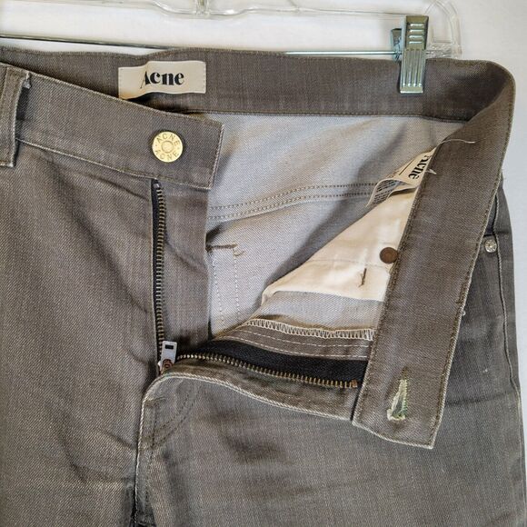Acne Mens Ace Nelson Khaki Jeans Size 34 Green Mid Rise Straight Quiet Luxury - Picture 3 of 8